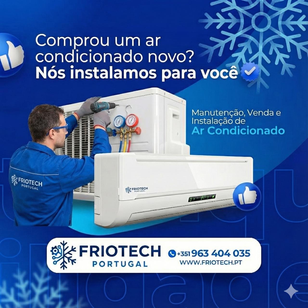 Técnico FRIOTECH instalando ar condicionado